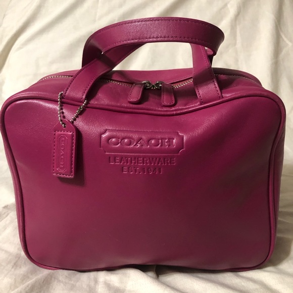 COACH LEATHER COSMETIC BAG - Picture 1 of 12